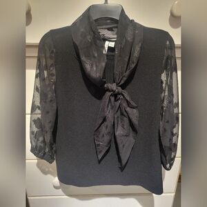 Elle Black Sheer Sleeve Blouse